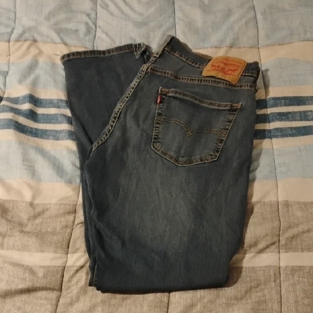 Levi's Men's Blue Jeans Slim straight 34x34 Cutaway At Bottom